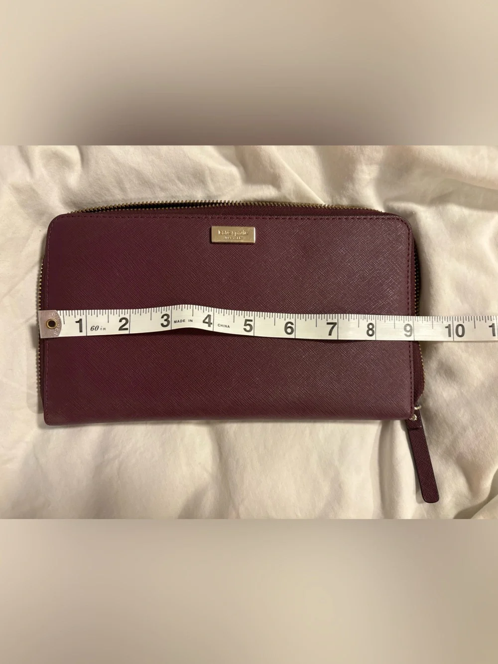 Kate Spade Lacey Zip-Around Wallet — Deep Plum Saffiano — Size OS 👛